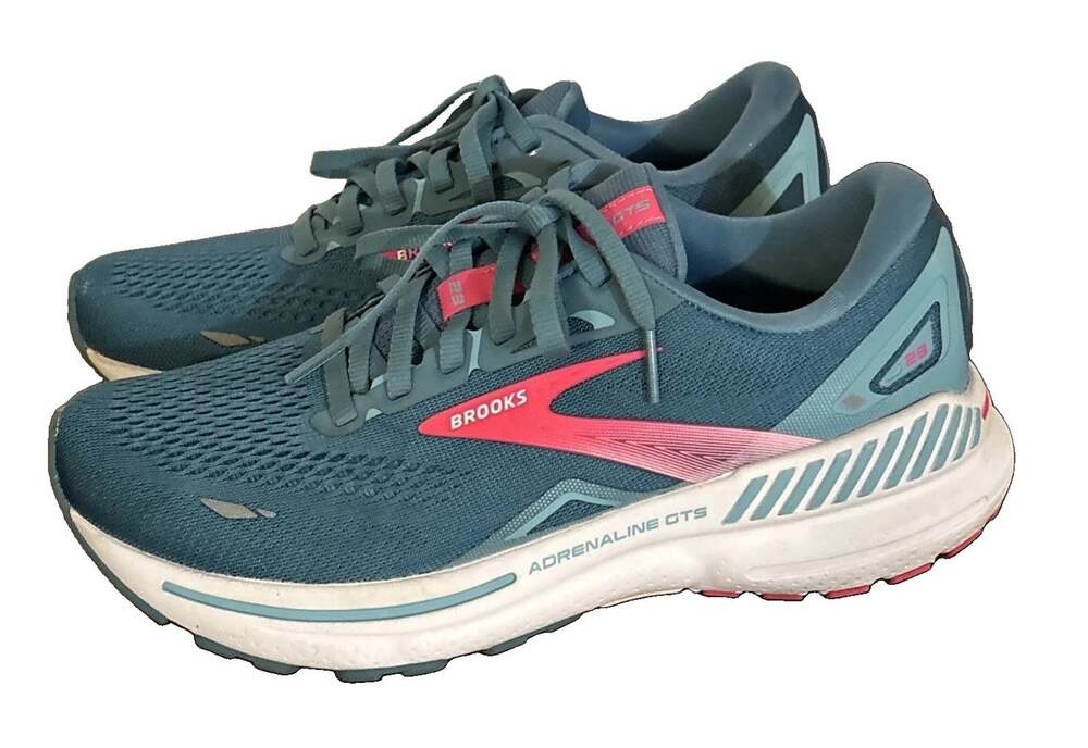Brooks Adrenaline GTS 23 Lace-Up Running Shoes Women’s Sz 7.5 Blue & Pink EUC